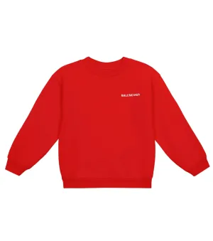 Balenciaga Kids Cotton Logo Sweater, Red