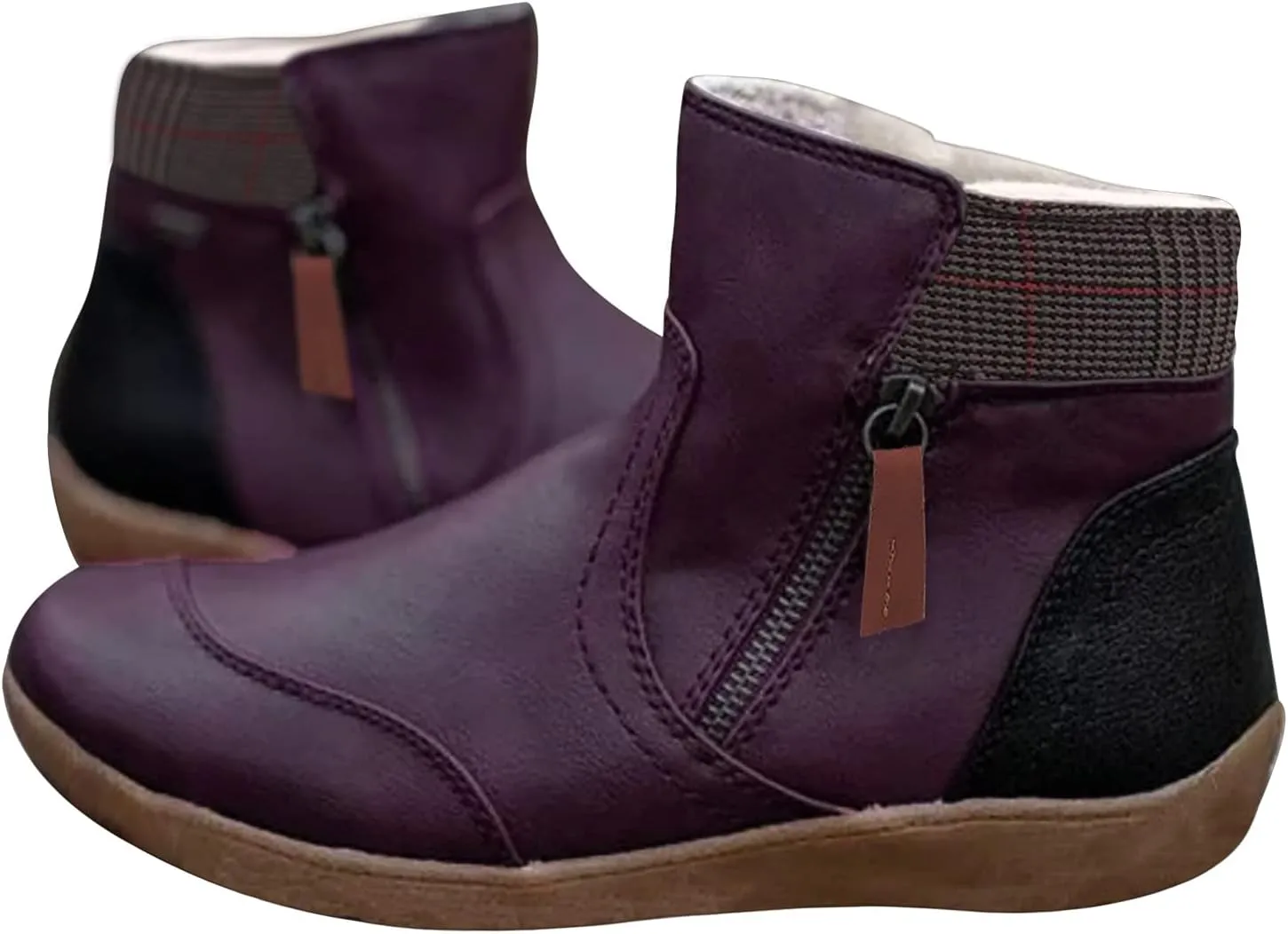 Barefoot Womens Winter Side Zipper Plush Lined Ankle Booties Non-Slip Walking Shoes for Men