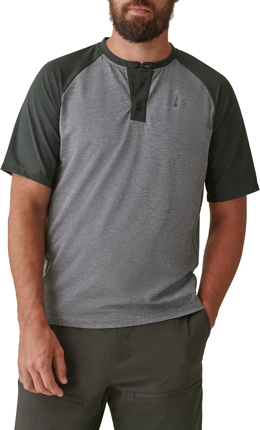 BASS OUTDOOR Men Knit T Shirt with Button Neckline