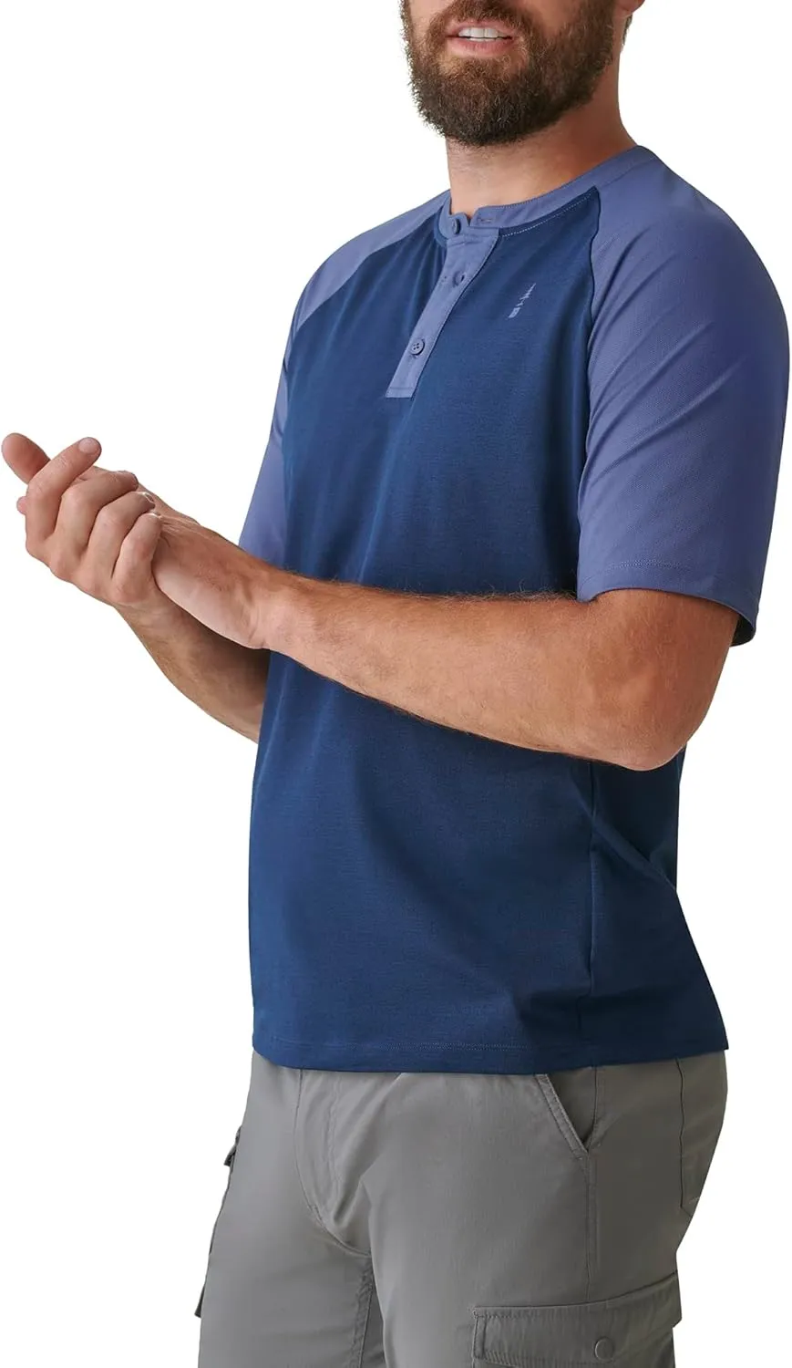 BASS OUTDOOR Men Knit T Shirt with Button Neckline