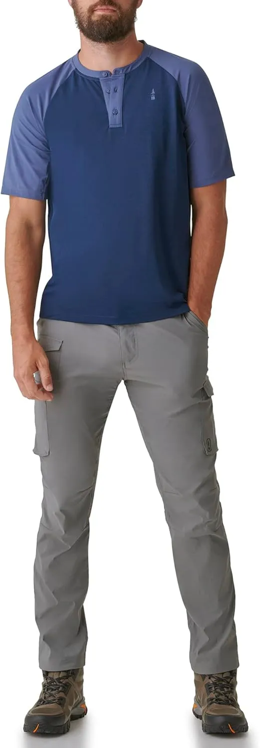 BASS OUTDOOR Men Knit T Shirt with Button Neckline