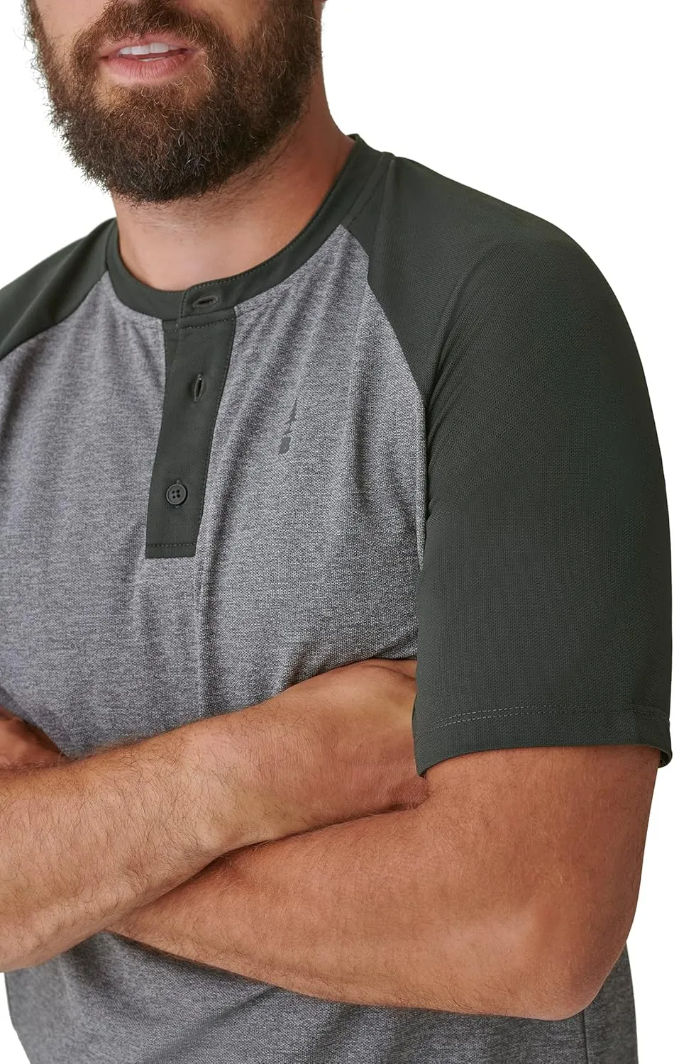 BASS OUTDOOR Men Knit T Shirt with Button Neckline