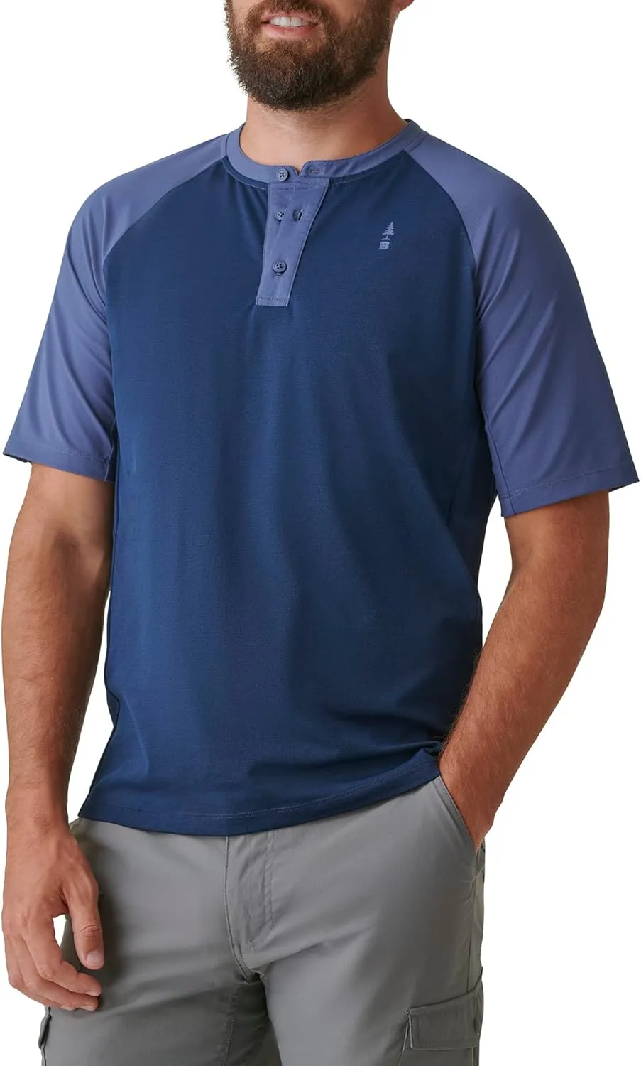 BASS OUTDOOR Men Knit T Shirt with Button Neckline