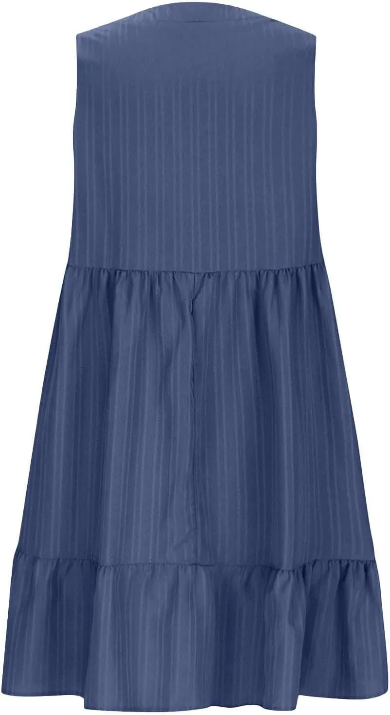 Beach Dresses for Women 2025 Summer V Neck Sleeveless Sundress Flowy Vacation Hawaiian Dresses Cute Cover Ups