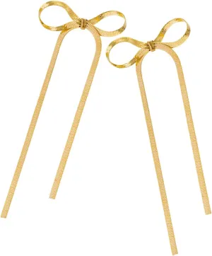 Beaupretty 1 Pair Chic Bow Dangle Earrings for Women Minimalist Tassel Jewelry Elegant Occasion Design Unique Ribbon Style