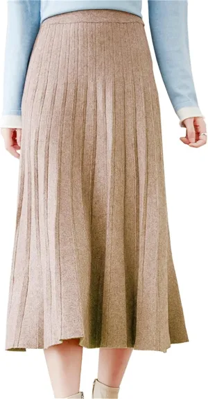 Beralst Women's Pleated Knit Sweater Midi Skirts
