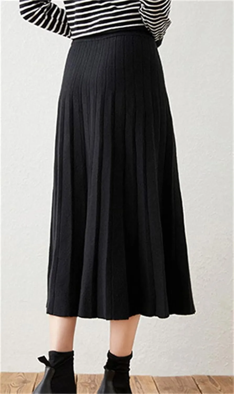 Beralst Women's Pleated Knit Sweater Midi Skirts