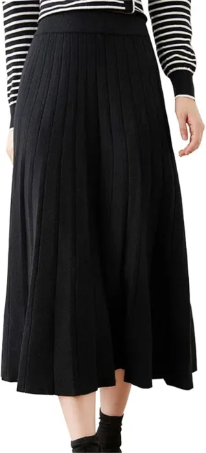 Beralst Women's Pleated Knit Sweater Midi Skirts