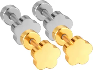 BESTYASH Metal Flower Earrings for Women Minimalist Ear Studs Screw Back for Versatile Style