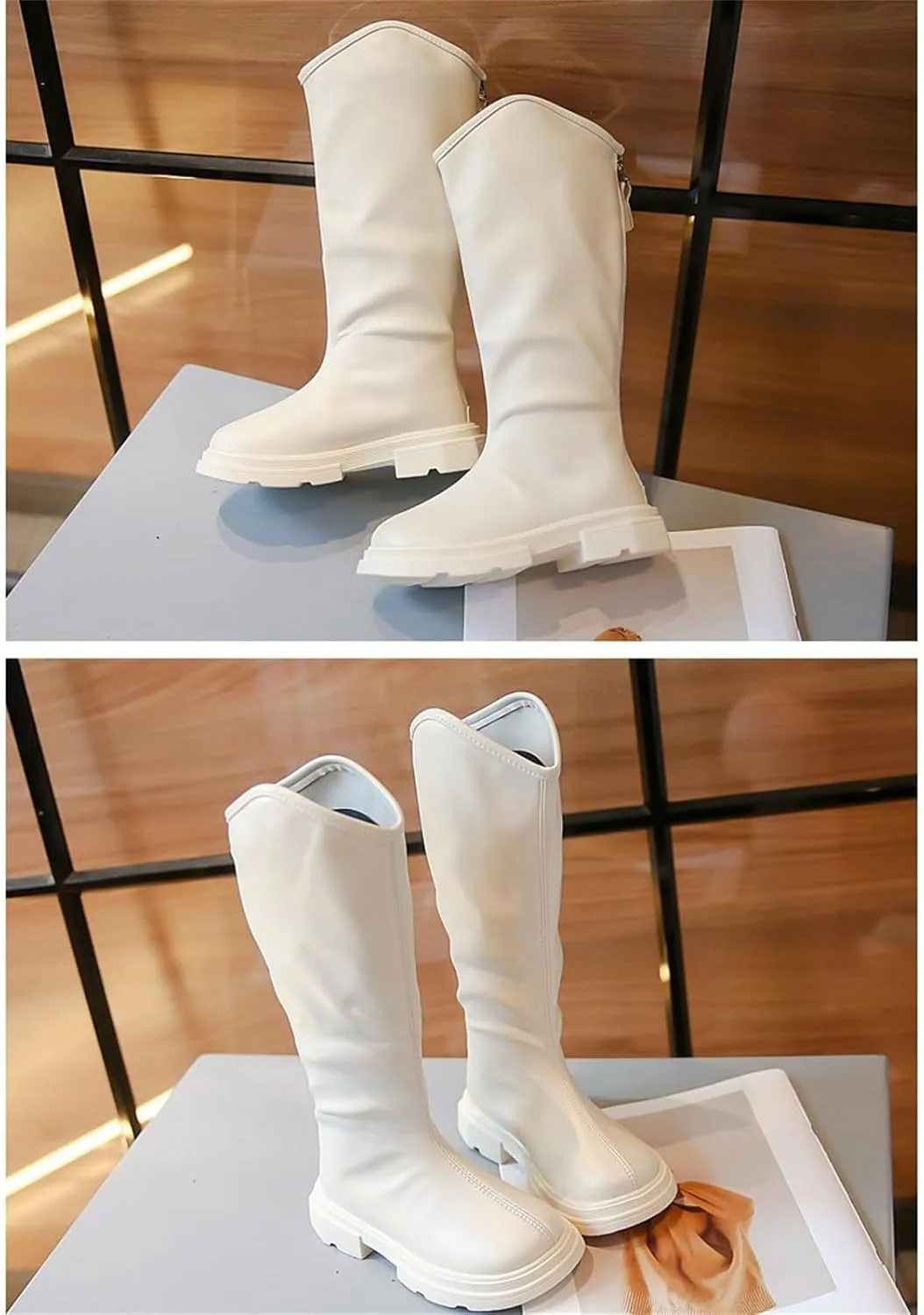 Big Kids Sheep Boots Santa Costume Show Christmas Shoes Kids Rainproof Boots Long Boots High Boots Warm Non Slip Shoes