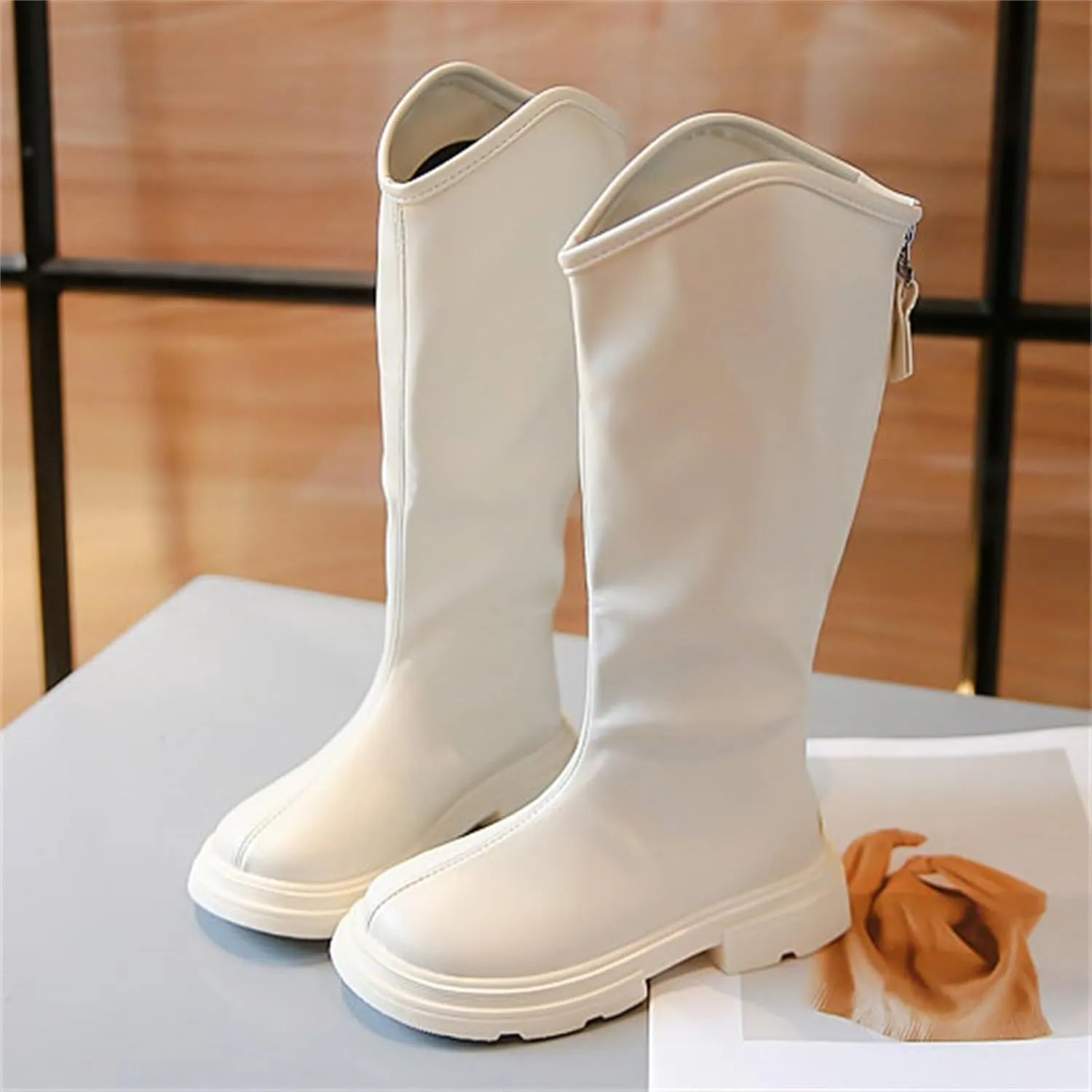 Big Kids Sheep Boots Santa Costume Show Christmas Shoes Kids Rainproof Boots Long Boots High Boots Warm Non Slip Shoes