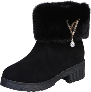 Black Winter Boots for Women Tall Women Snow Boots Size 8 Snow Boots for Women Waterproof Insulated Light Weight Waterproof Womens Size 11 Hiking Boots Botas De FrO Para Mujer Daily Deals