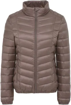 BOFETA Womens Stand Collar Light Weight Down Jackets Slim Fitted Packable Winter Warm Jackets Plus Size