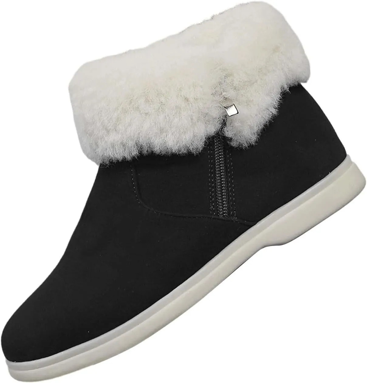 Boots for Women Ankle Booties Plush Lined Side Zipper Walking Boots Winter Boots for Women Non Slip Hiking Boots