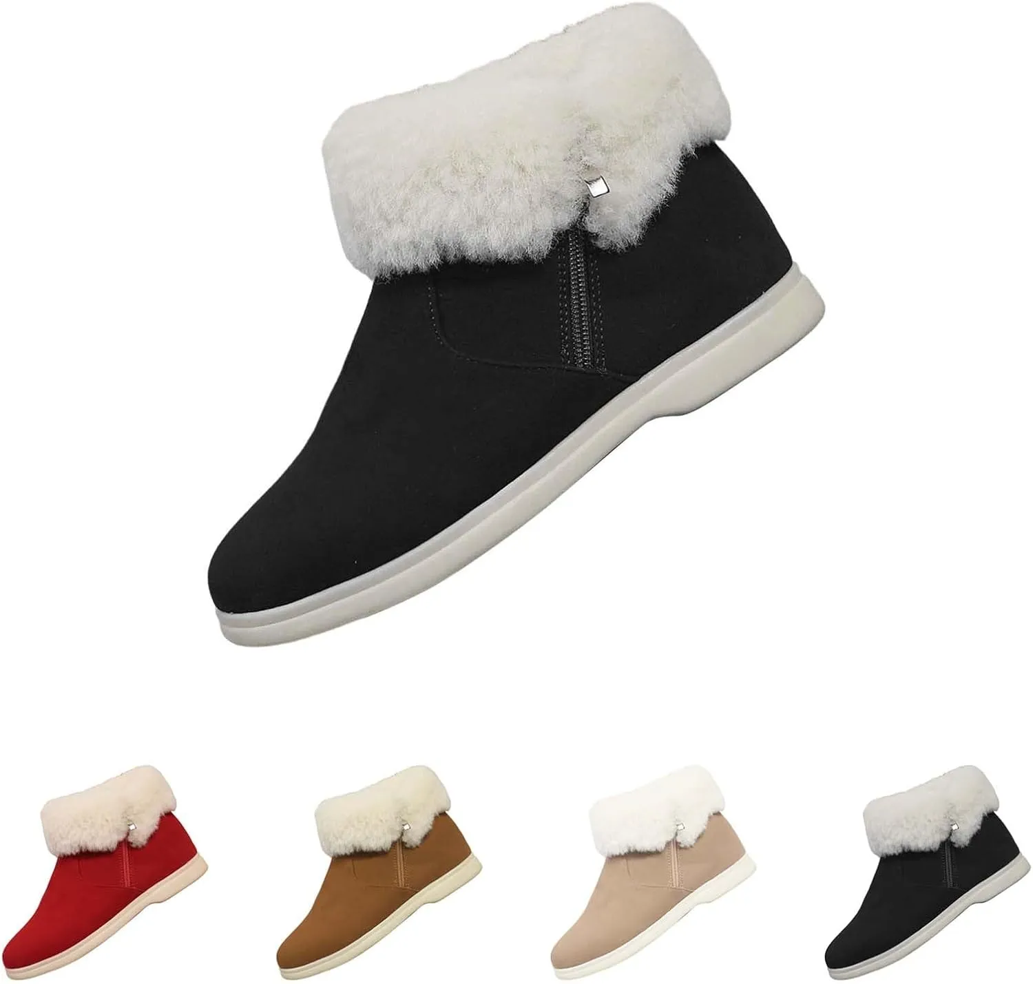 Boots for Women Ankle Booties Plush Lined Side Zipper Walking Boots Winter Boots for Women Non Slip Hiking Boots