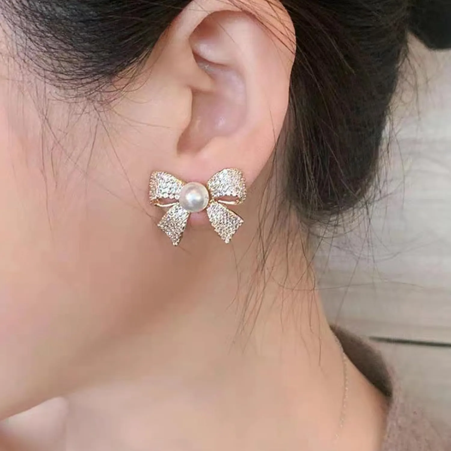 Bow Earrings for Women Trendy Stuff Cute Bow Pearl Drop Dangle Earrings Bowknot Stud Wedding Party Daily Jewelry Accessory Gifts