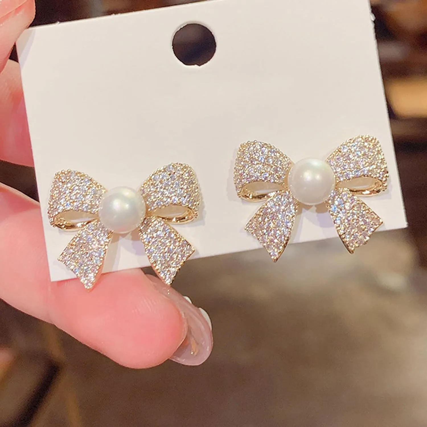Bow Earrings for Women Trendy Stuff Cute Bow Pearl Drop Dangle Earrings Bowknot Stud Wedding Party Daily Jewelry Accessory Gifts