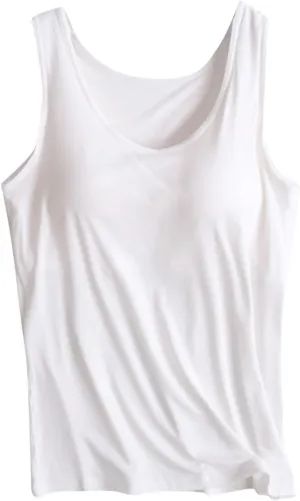 Built in Bra Tank Tops for Women Summer Tank Top Shelf Bra Padded Athletic Tank Tops Workout Sports Solid Color Tanks