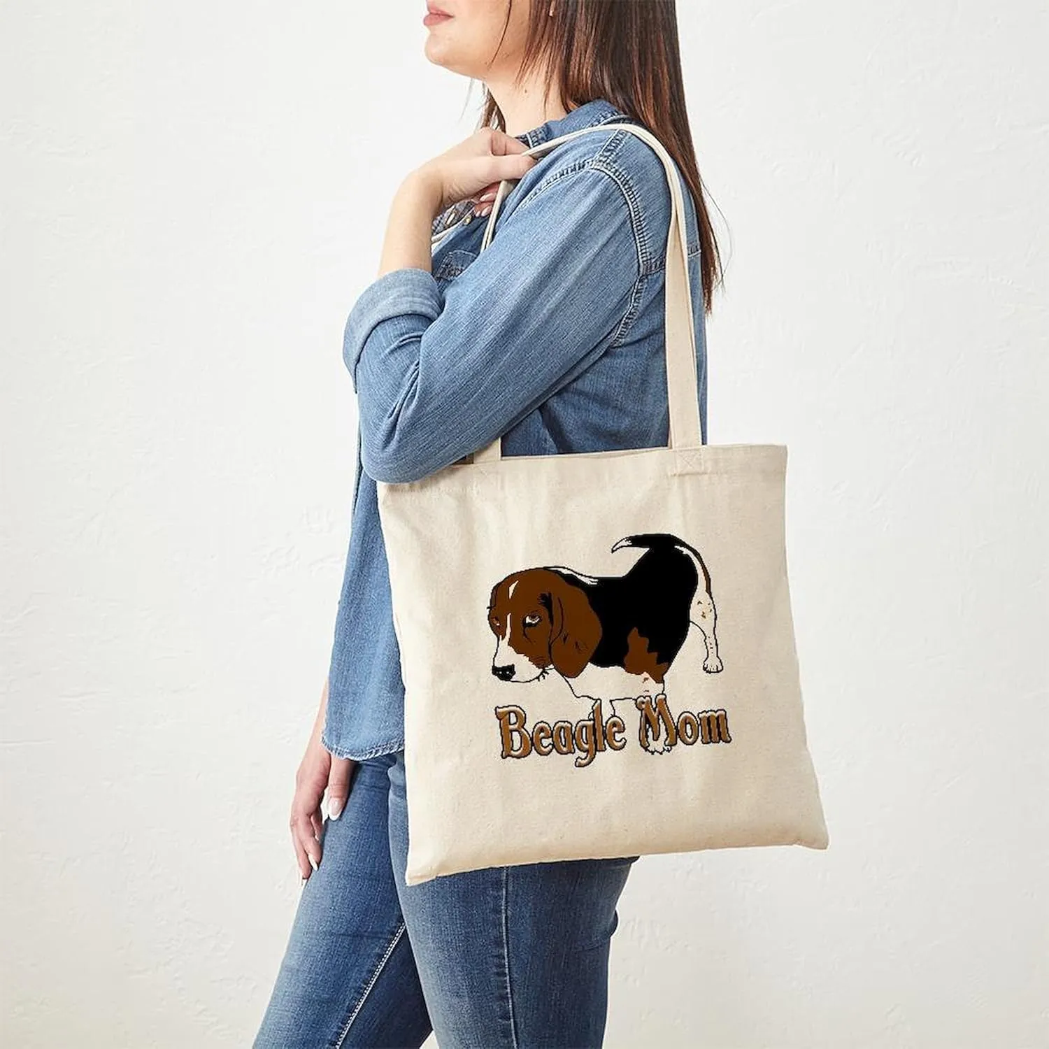 CafePress Beagle Mom Tote Bag Reusable Natural Beige Canvas Shopping Bag
