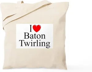 CafePress I Love (Heart) Baton Twirling Tote Bag Reusable Natural Beige Canvas Shopping Bag