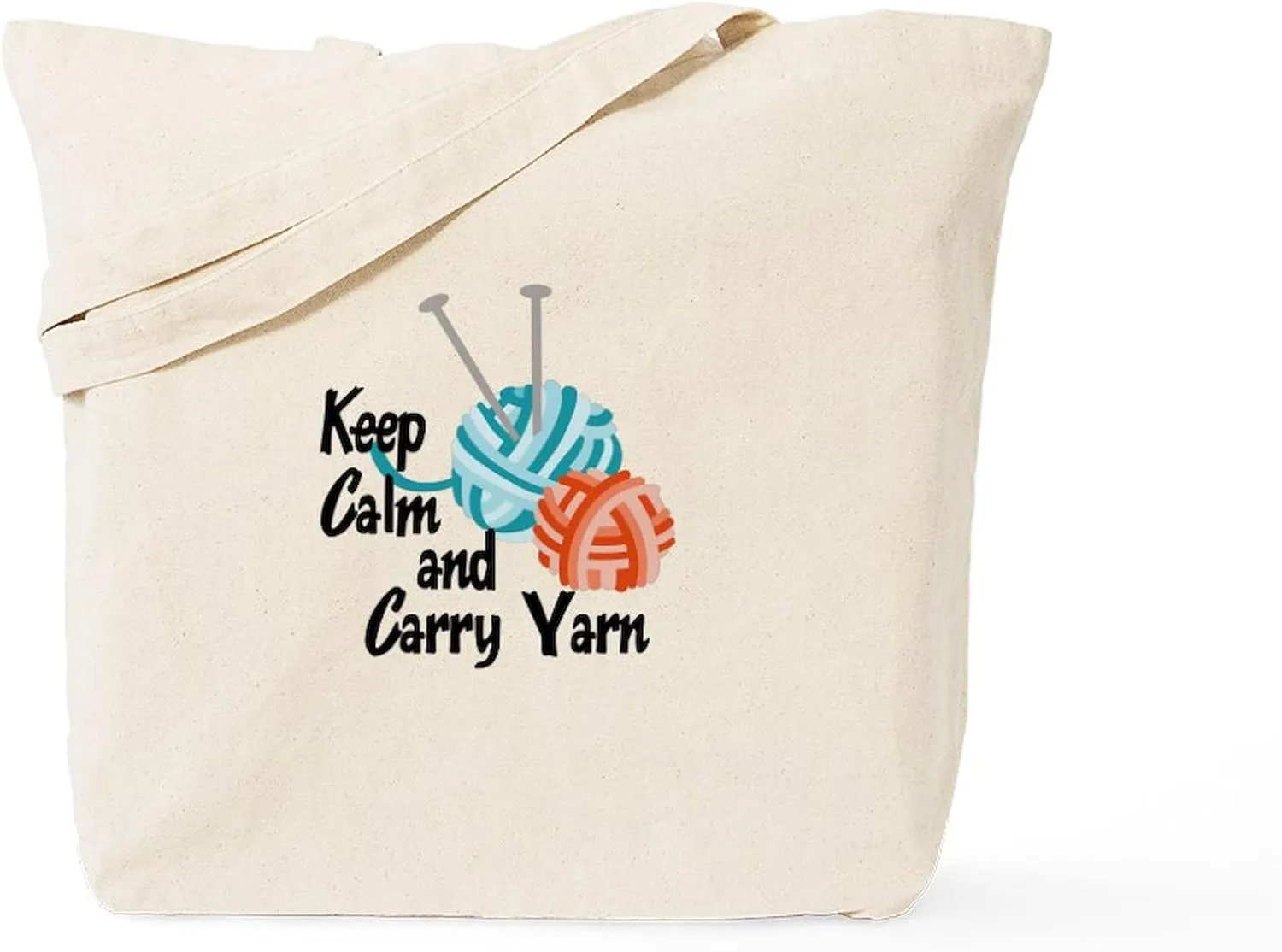 CafePress KEEP CALM AND CARRY YARN Tote Bag Reusable Natural Beige Canvas Shopping Bag