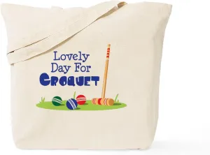 CafePress Lovely Day For CROQUET Tote Bag Reusable Natural Beige Canvas Shopping Bag