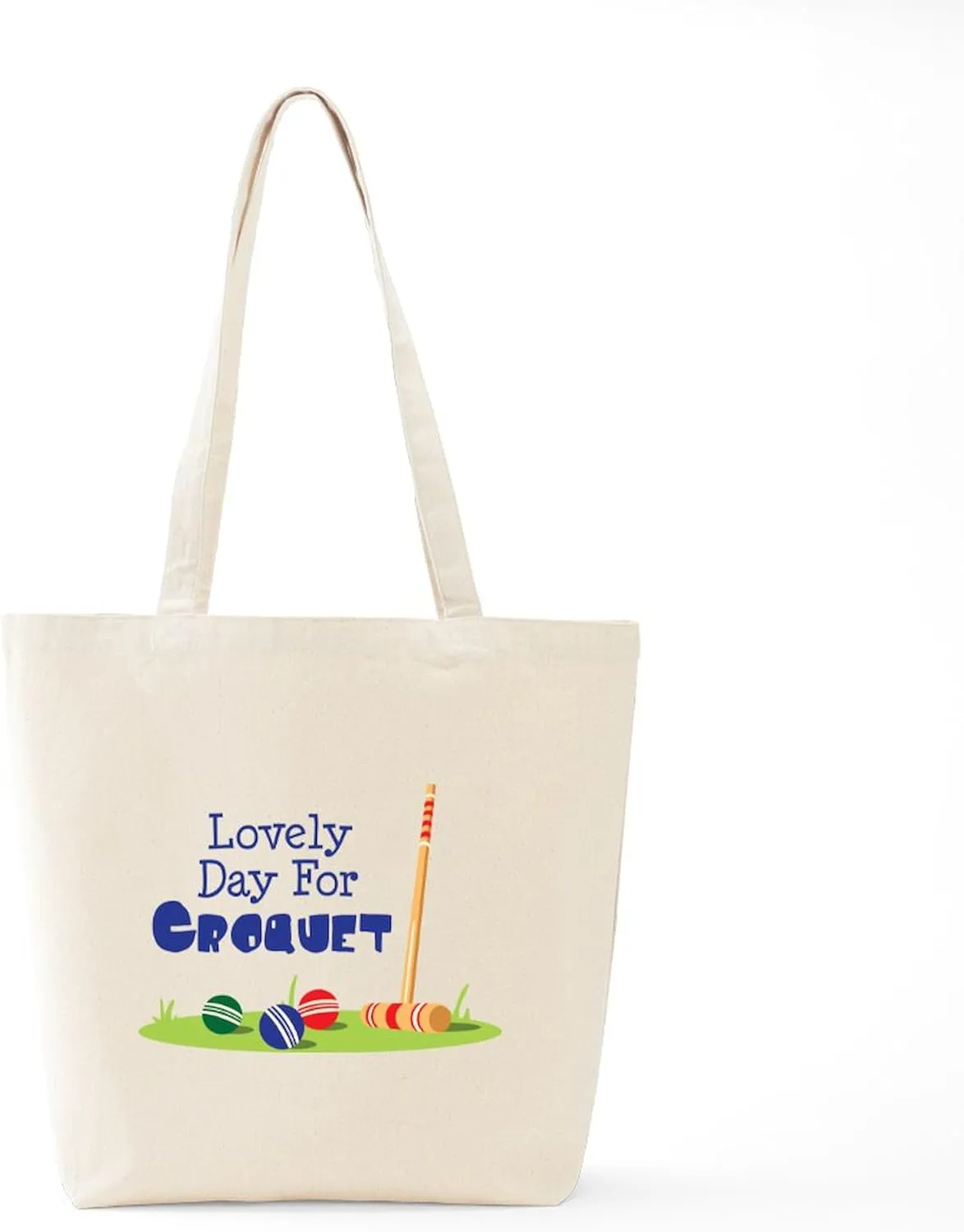CafePress Lovely Day For CROQUET Tote Bag Reusable Natural Beige Canvas Shopping Bag