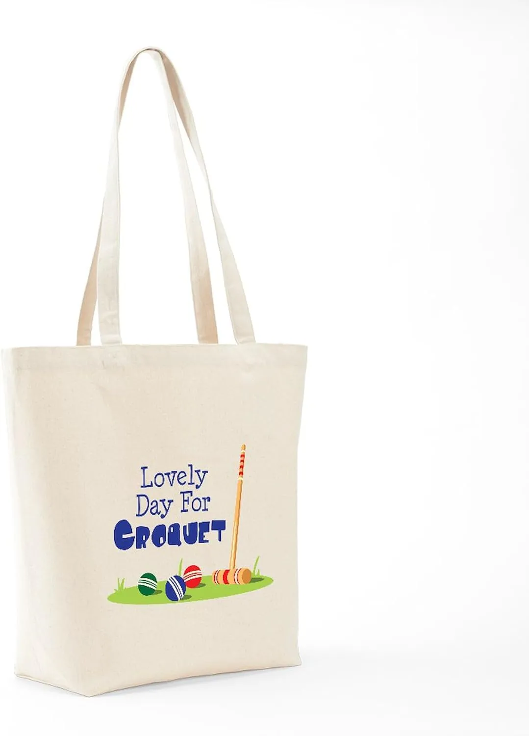 CafePress Lovely Day For CROQUET Tote Bag Reusable Natural Beige Canvas Shopping Bag