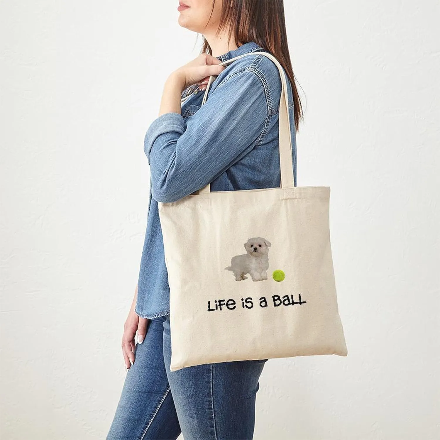 CafePress Maltese Life Tote Bag Reusable Natural Beige Canvas Shopping Bag