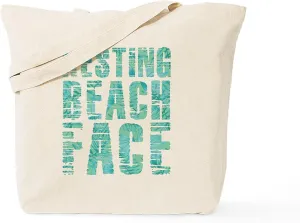 CafePress Resting Beach Face Print Tote Bag Reusable Natural Beige Canvas Shopping Bag