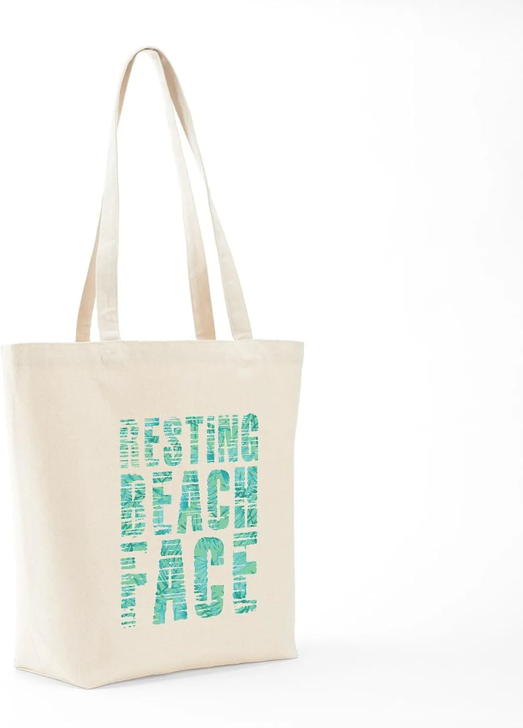 CafePress Resting Beach Face Print Tote Bag Reusable Natural Beige Canvas Shopping Bag