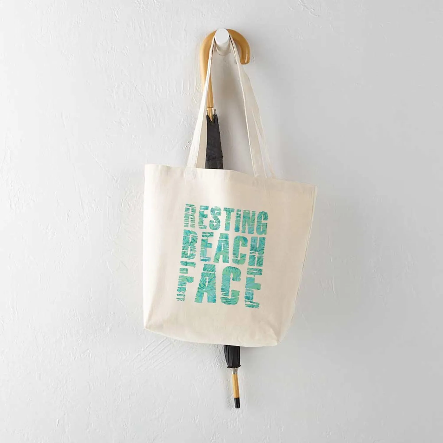 CafePress Resting Beach Face Print Tote Bag Reusable Natural Beige Canvas Shopping Bag