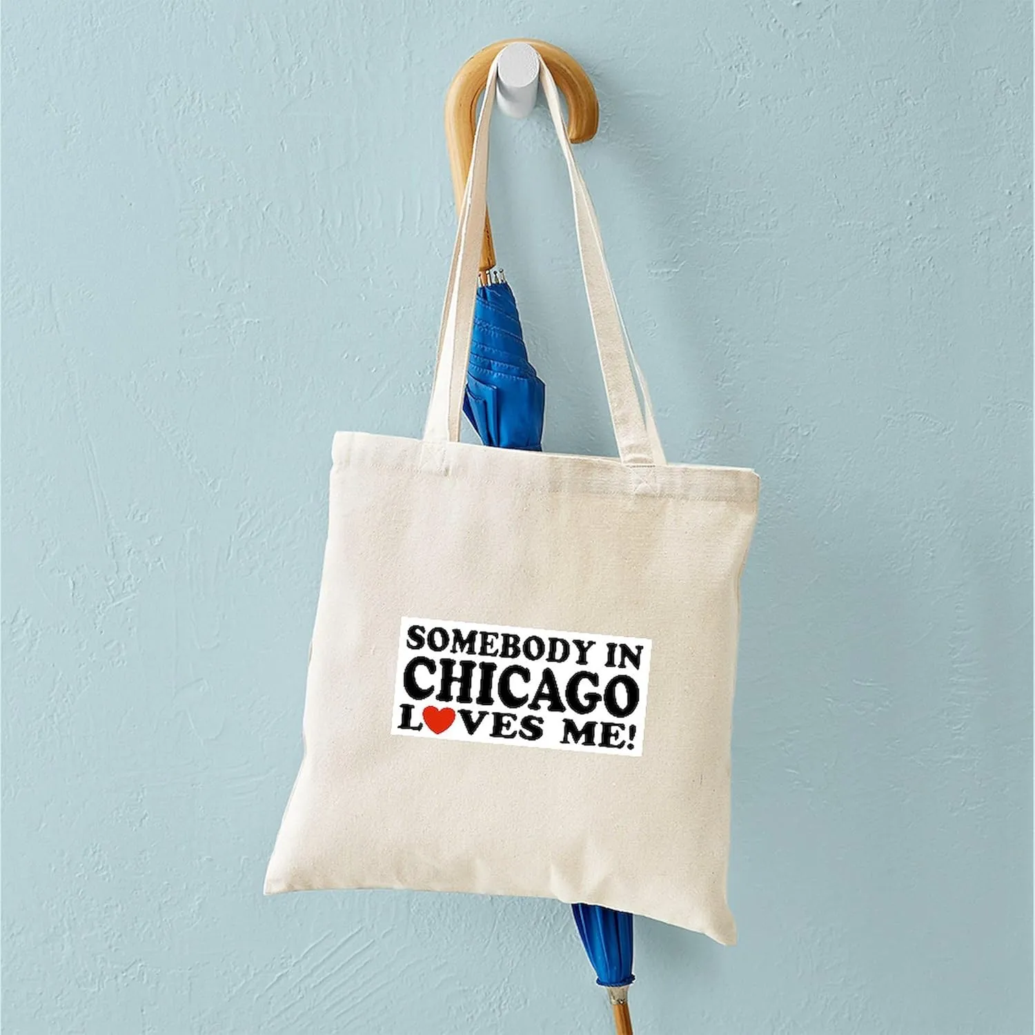 CafePress Somebody In Chicago Loves Me Tote Bag Reusable Natural Beige Canvas Shopping Bag