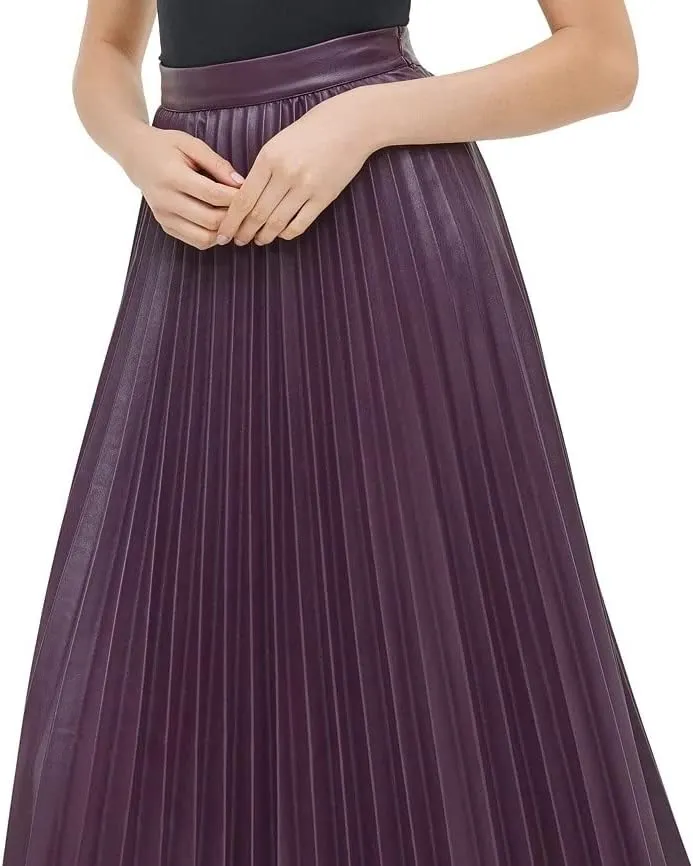 Calvin Klein Women's Pleated Faux Leather Skirt