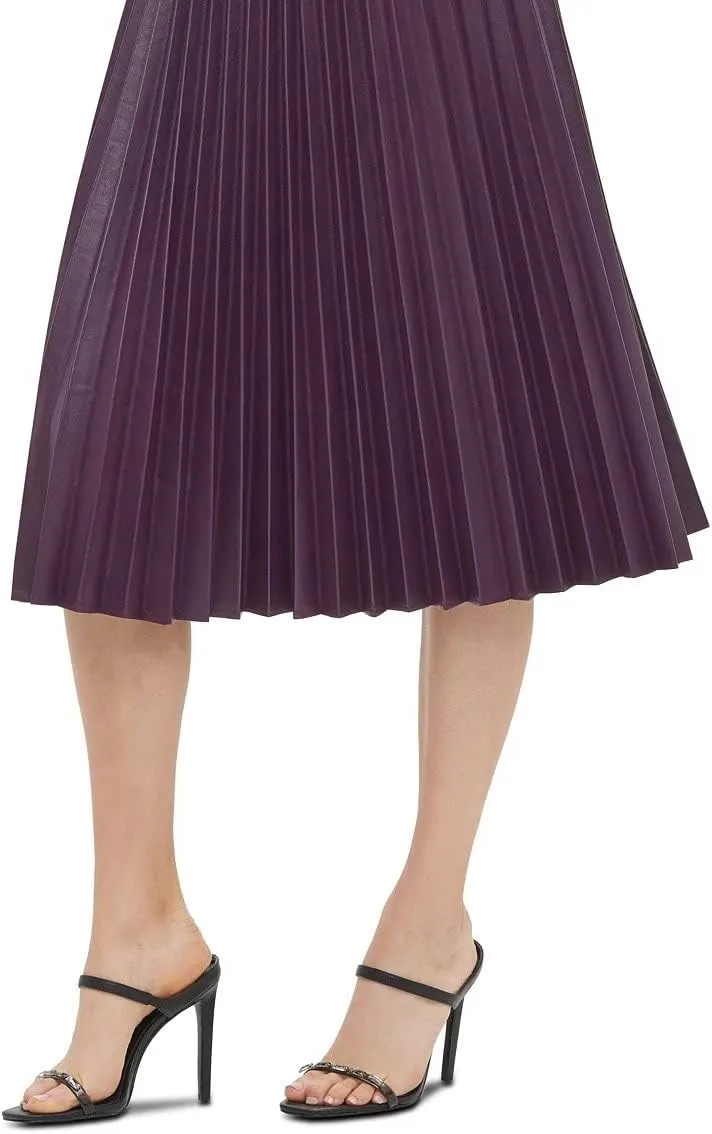 Calvin Klein Women's Pleated Faux Leather Skirt