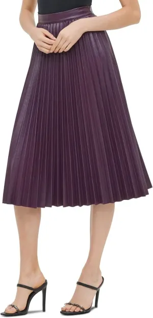 Calvin Klein Women's Pleated Faux Leather Skirt