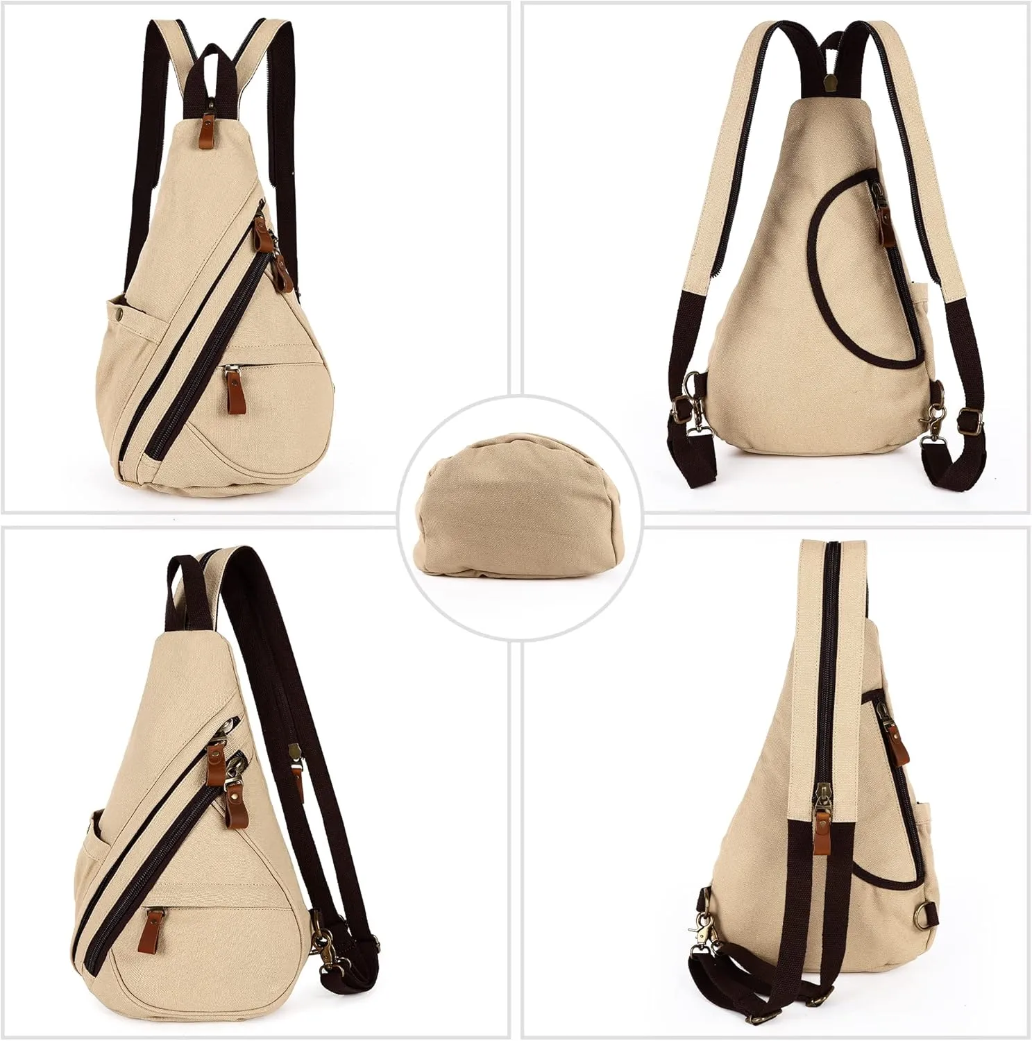 Canvas Sling Bags Crossbody Sling Backpack for Men Women Chest Bags Small Hiking Travel Shoulder Daypack