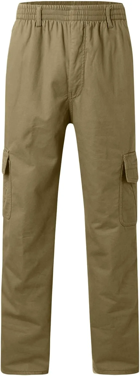 Cargo Pants for Men,Lightweight Men's Cotton Linen Pants Elastic Drawstring Waist Pants Fall Cargo Pants with Pockets