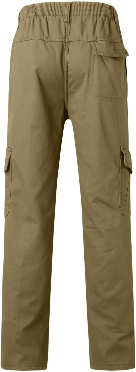 Cargo Pants for Men,Lightweight Men's Cotton Linen Pants Elastic Drawstring Waist Pants Fall Cargo Pants with Pockets