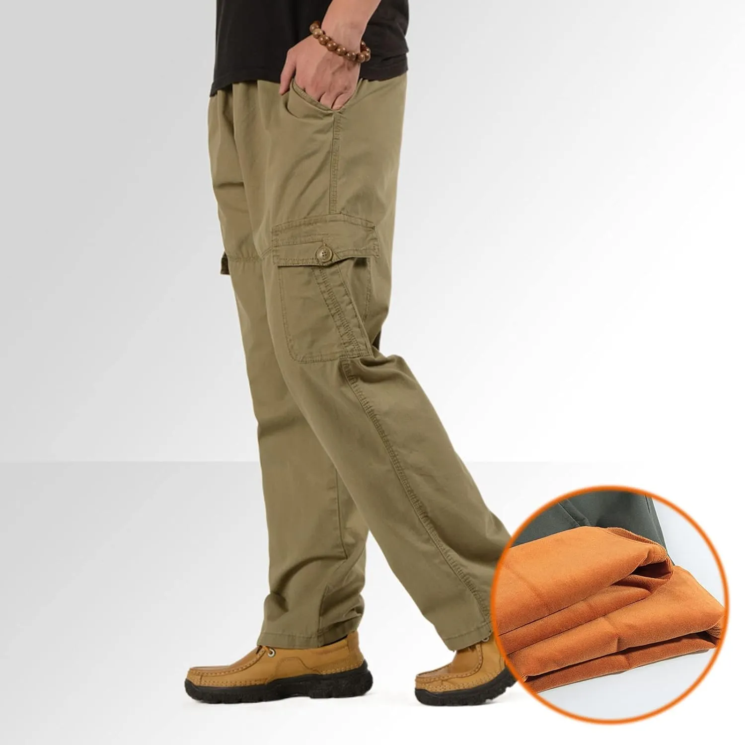 Cargo Pants for Men,Lightweight Men's Cotton Linen Pants Elastic Drawstring Waist Pants Fall Cargo Pants with Pockets