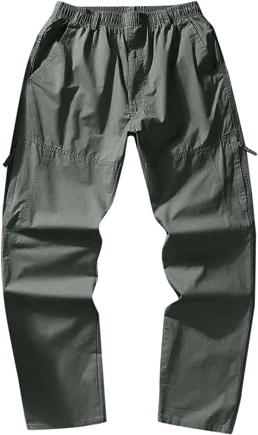Cargo Pants for Men,Men's Drawstring Flap Pocket Pants Elastic Waist Long Pants Letter Graphic Street Cargo Pants