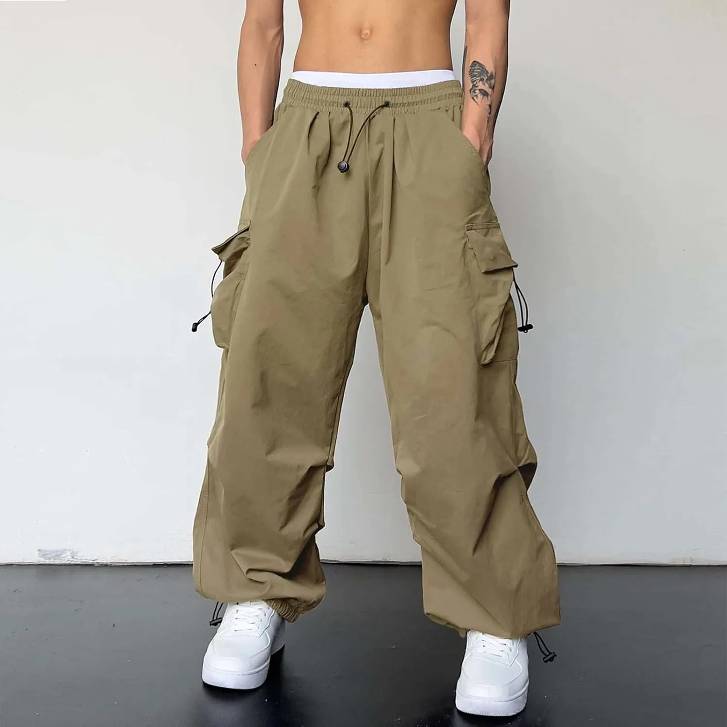 Cargo Work Pant Men Elasticated Casual Track Lounge Pants Loungewear Sweatpant Pockets Relaxed Fit Joggers