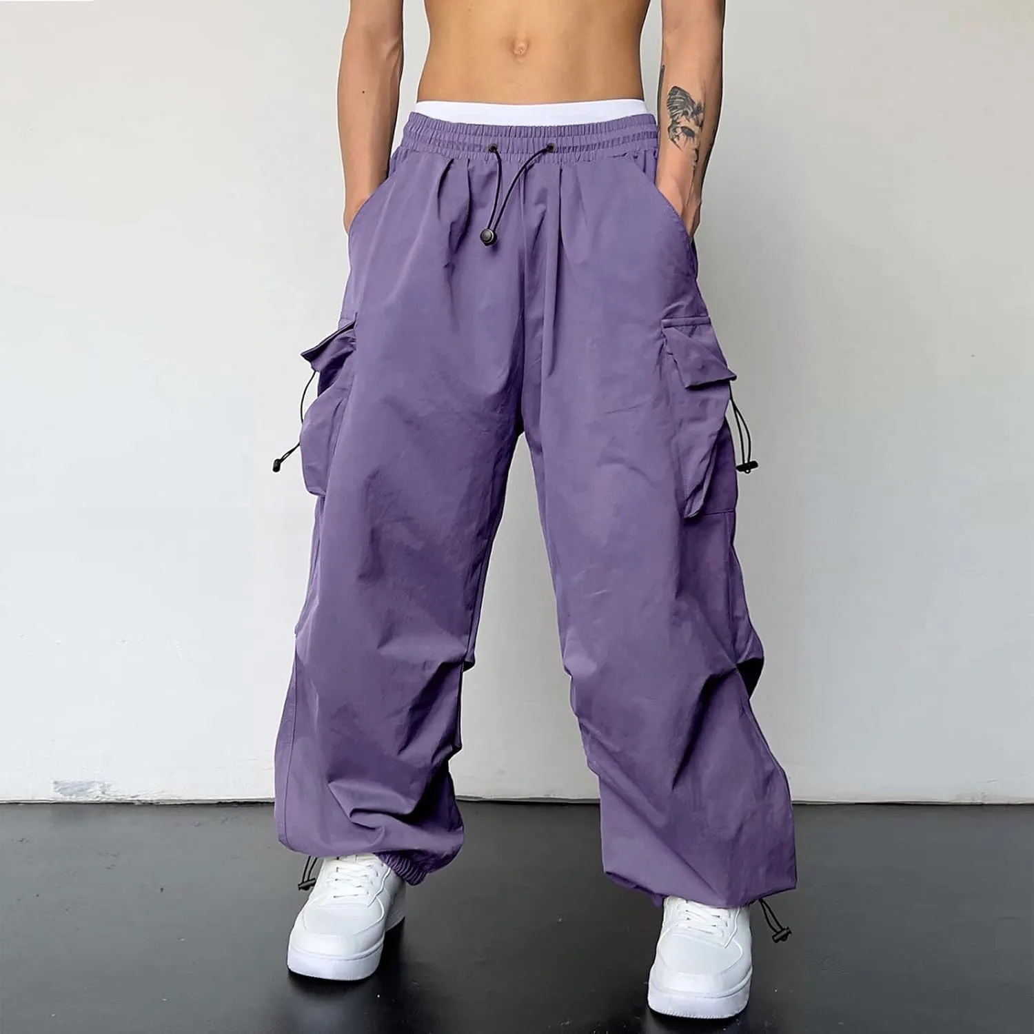Cargo Work Pant Men Elasticated Casual Track Lounge Pants Loungewear Sweatpant Pockets Relaxed Fit Joggers
