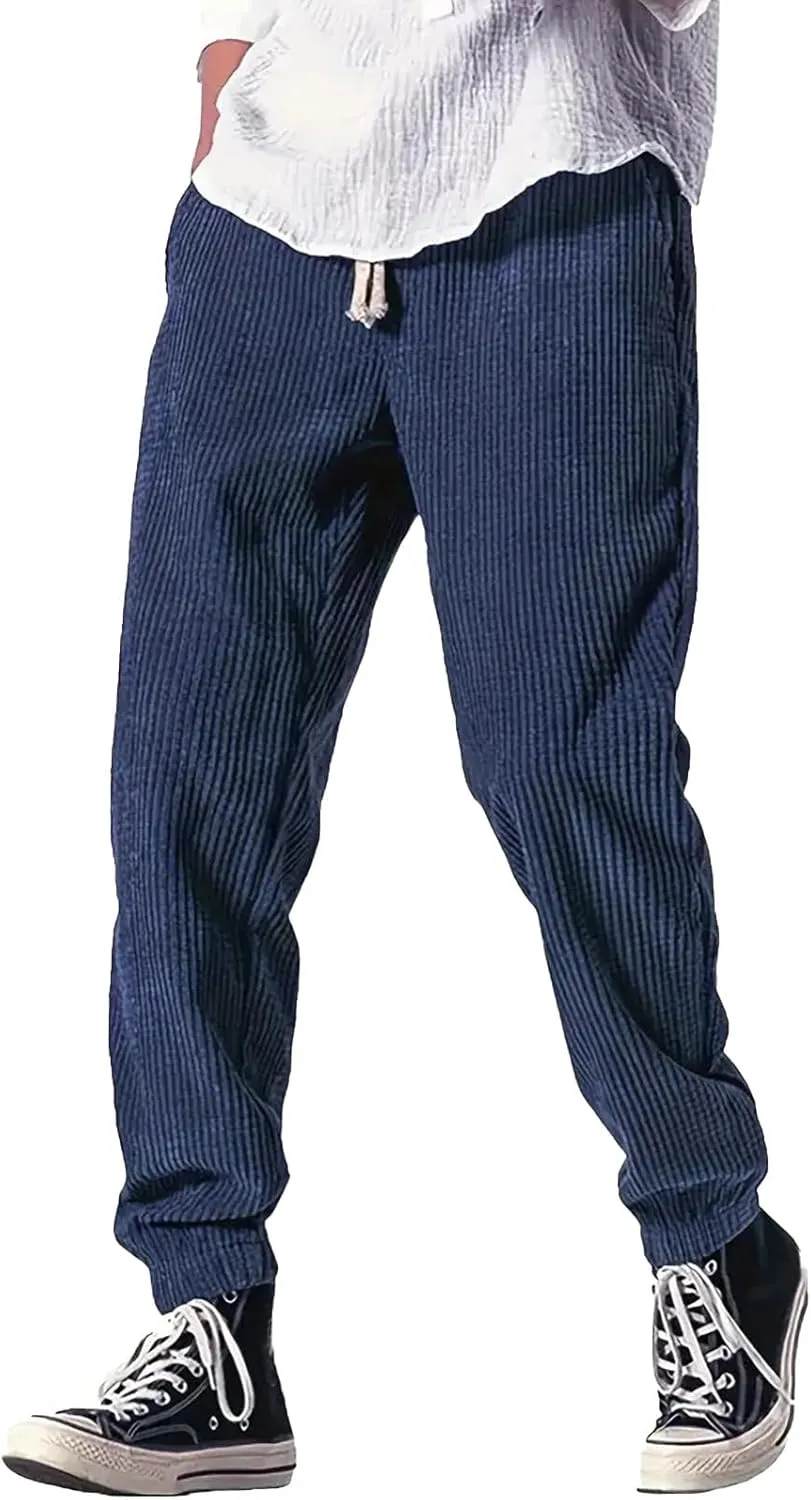 Cargo Work Pant Mens Elastic Waist Casual Track Lounge Pants Sports Sweatpant Relaxed Fit Joggers