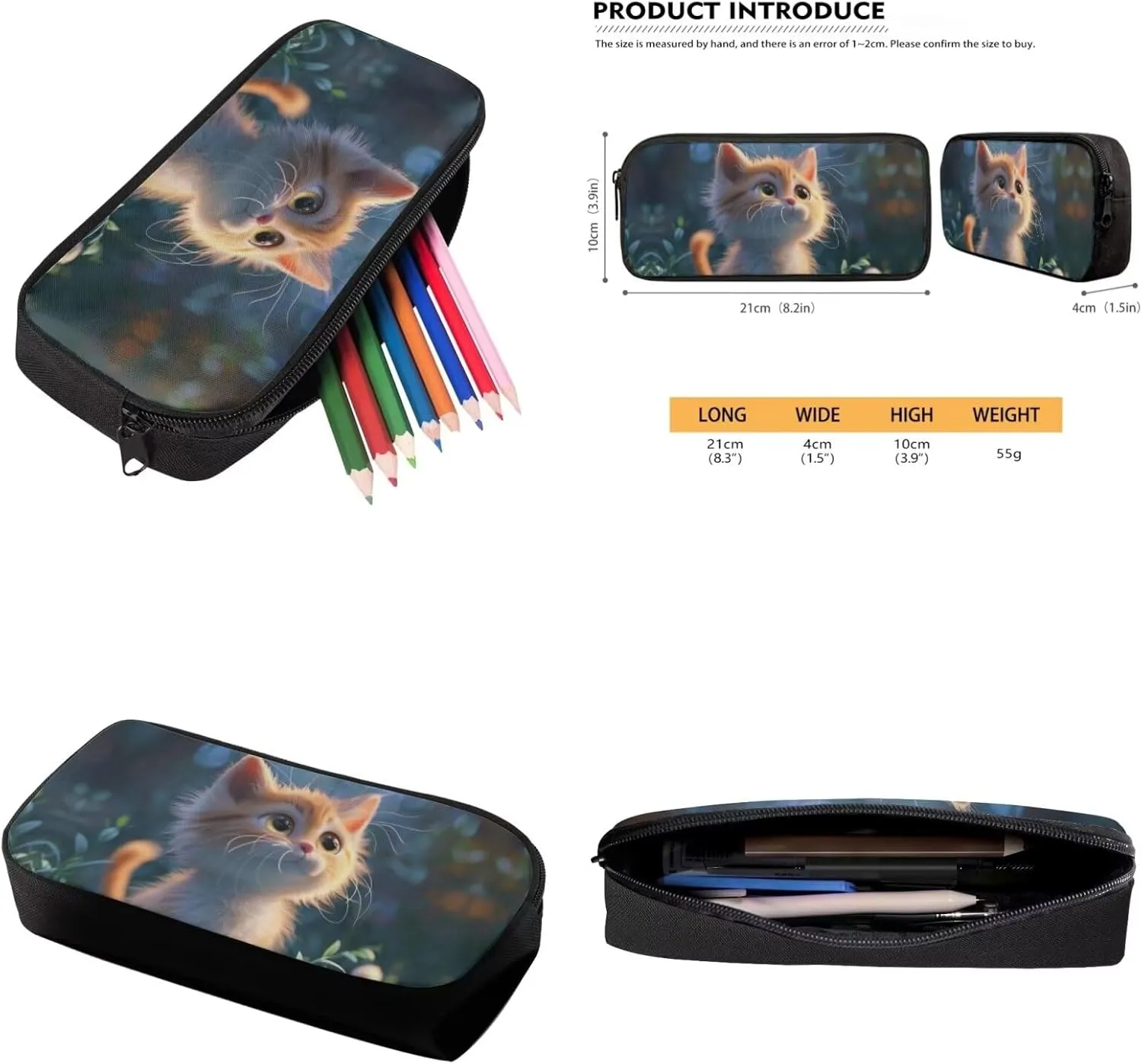 Cat Backpack School Bag for Elementary Primary School Bookbags with Reusable Insulated Lunch Bag Pen Pouch Casual Daily Backpack for Travel School Gym
