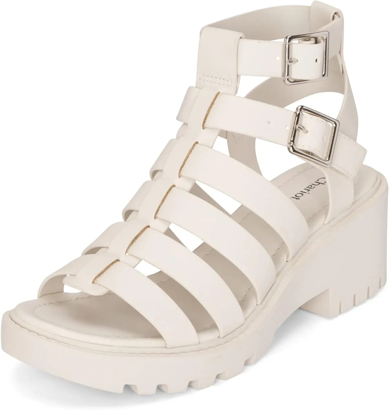 Chariot & Co Fib Women's Platform Sandals  Chunky Heel Gladiator Sandals with Buckles  Summer Style with 2 Heel
