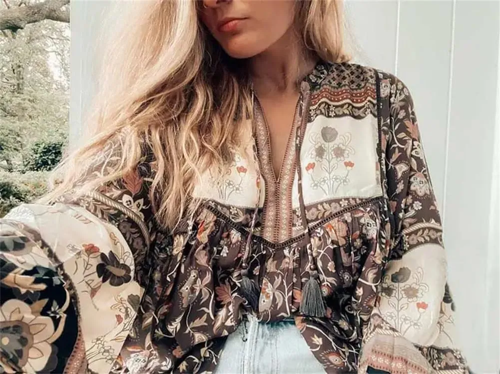 Chic Skirt Womens Rayon Floral Print Summer Long Skirts for Women Elastic Waist Bohemian Style