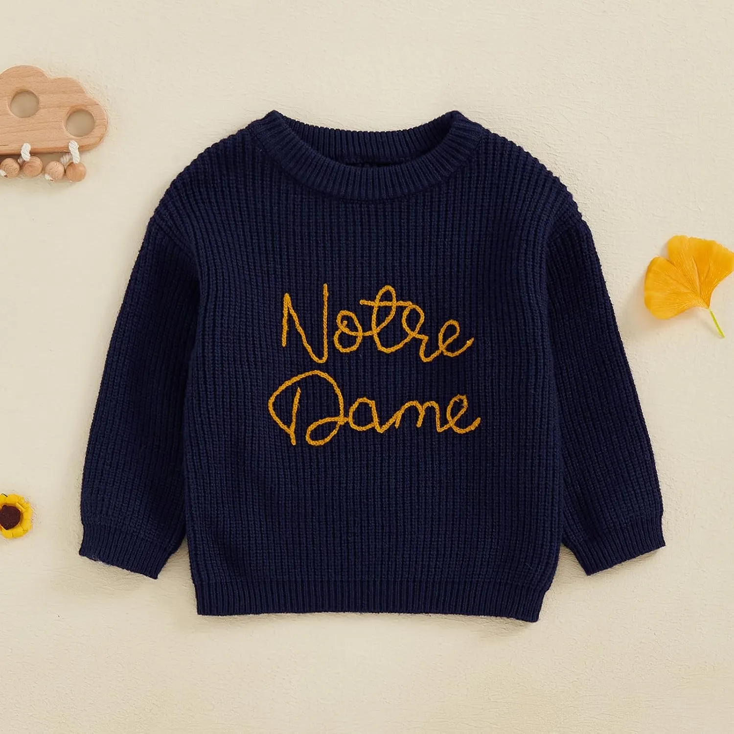 Chloefairy Unisex Toddler Notre Dame Football Sweater Rugby Cable Knit Sweatshirt Knitwear Fall Pullover Top