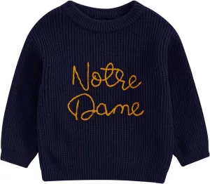 Chloefairy Unisex Toddler Notre Dame Football Sweater Rugby Cable Knit Sweatshirt Knitwear Fall Pullover Top