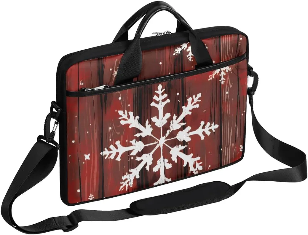 Christmas Snowflakes Art Theme Laptop Shoulder Bag Tablet Computer Notebook Sleeve Messenger Bags Carrying Case with Strap Briefcase Tote for 14 15 in Laptops